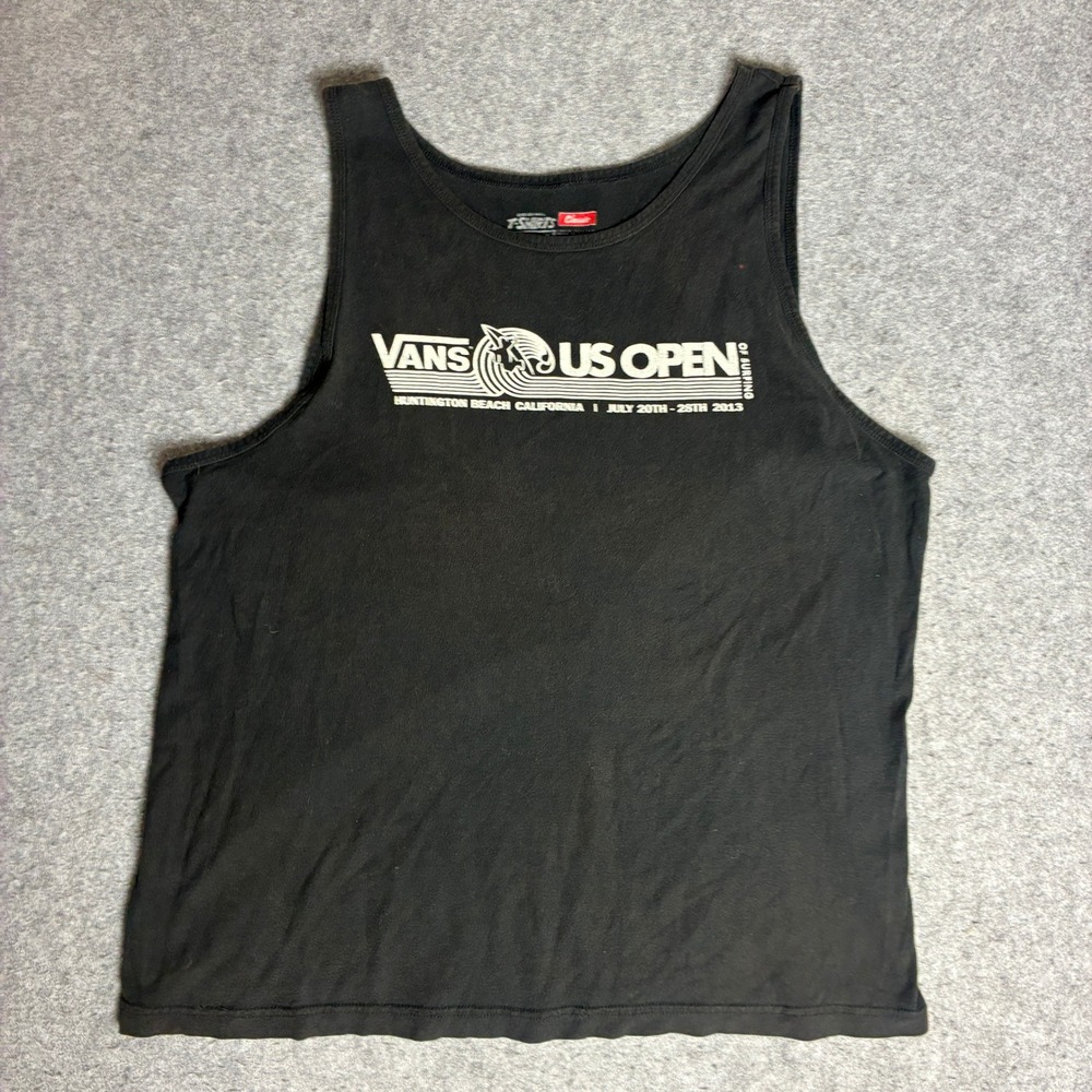 Vans Tank Top Mens XL Black US Open Surfing 2013 Huntington Beach Graphic